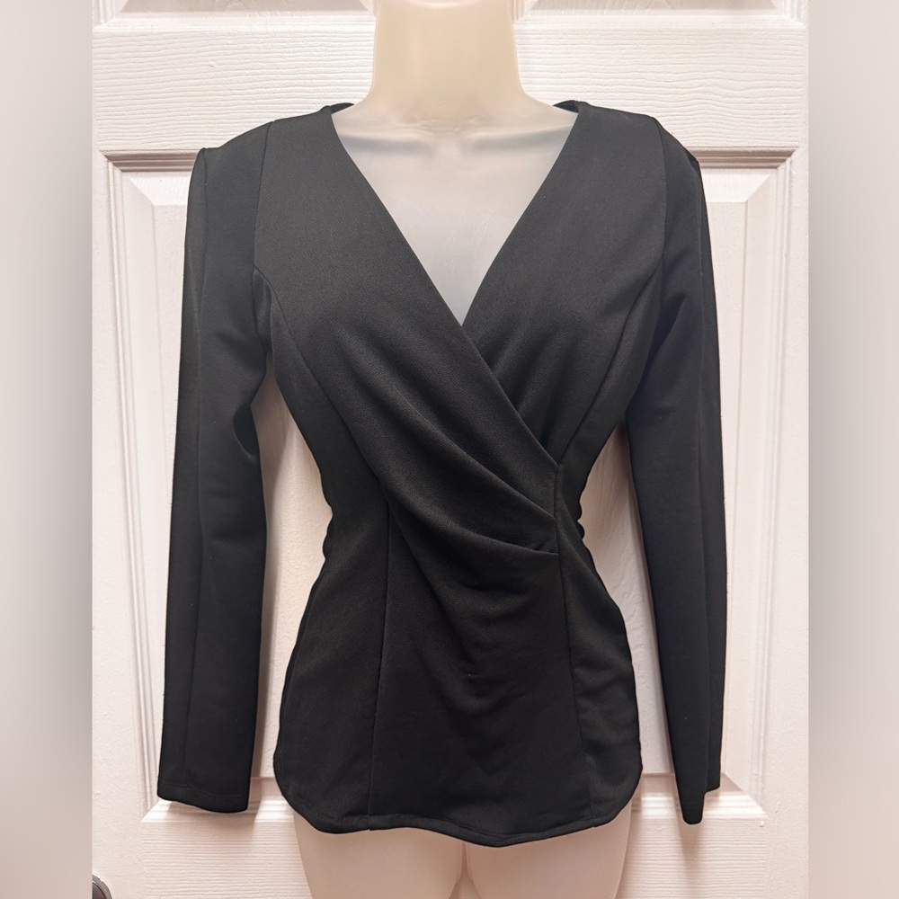 Windsor Black Wrap Blouse 0114